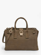 Sac Port Main M Equestre Croco Cuir Etrier Beige equestre croco EEQC142M